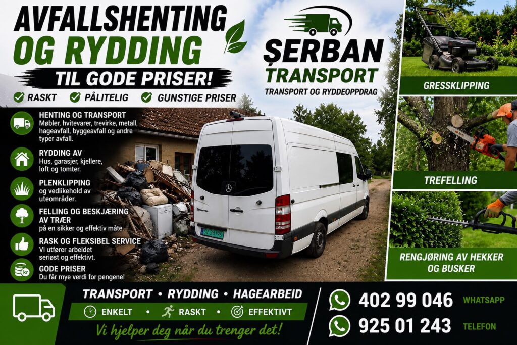 Serban Transport waste removal and gardening service flyer