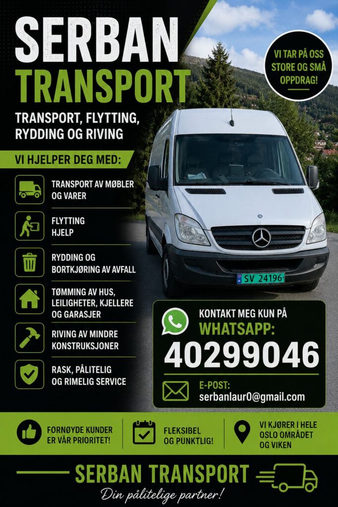 Serban Transport moving and transport service flyer with van