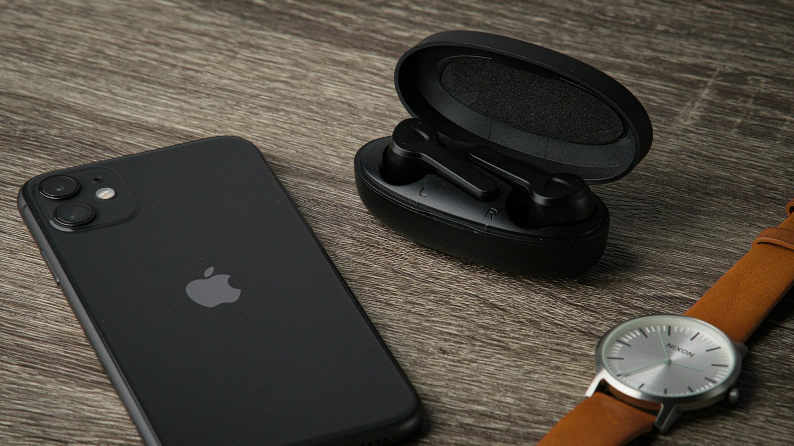 Smartwatch and smartphone on a table