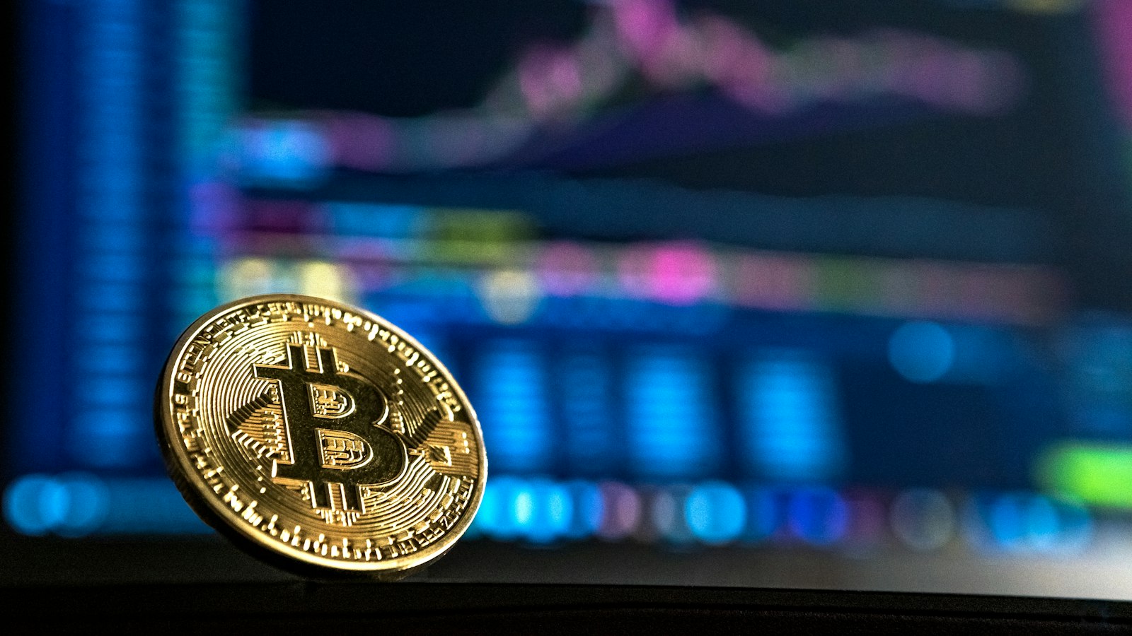 Gold-coloured Bitcoin coin